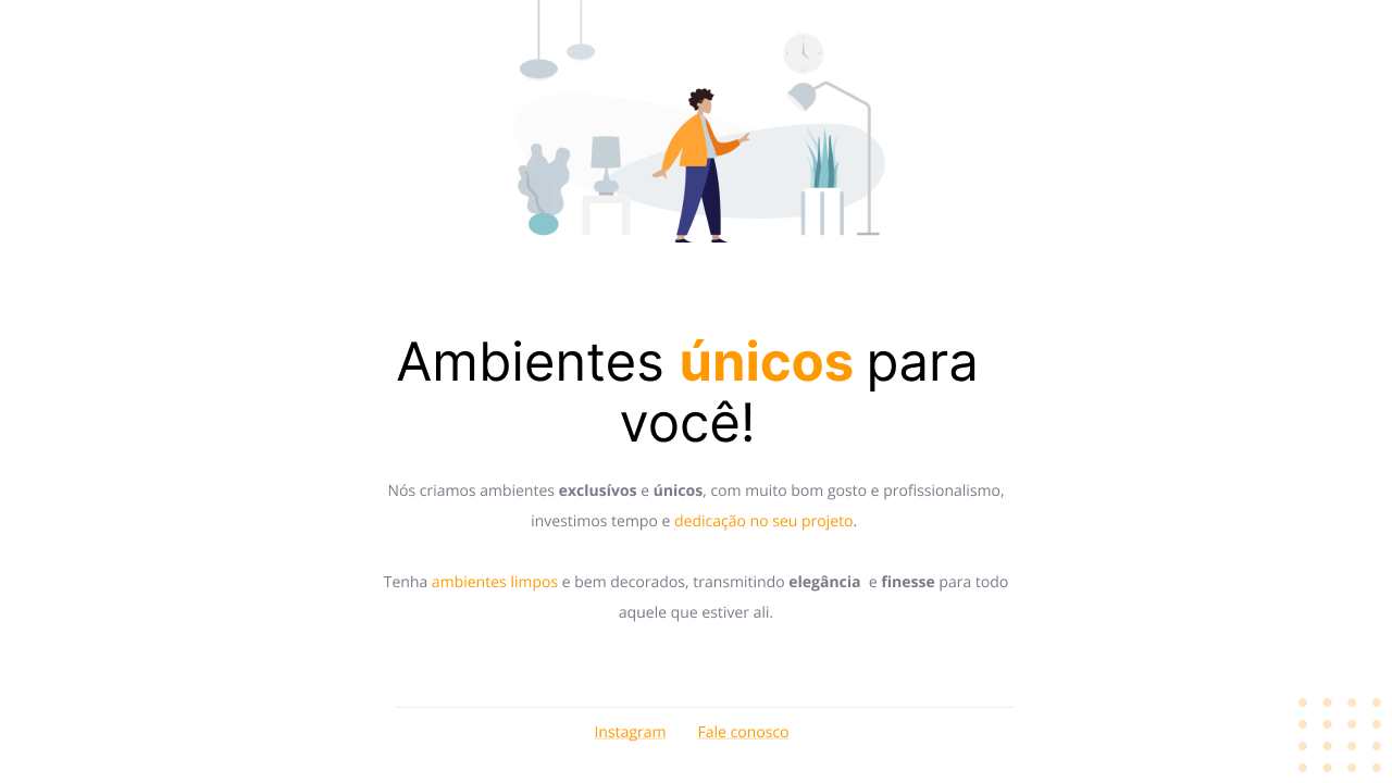 a imagem mostra uma landing page básica de um site de móveis customizados